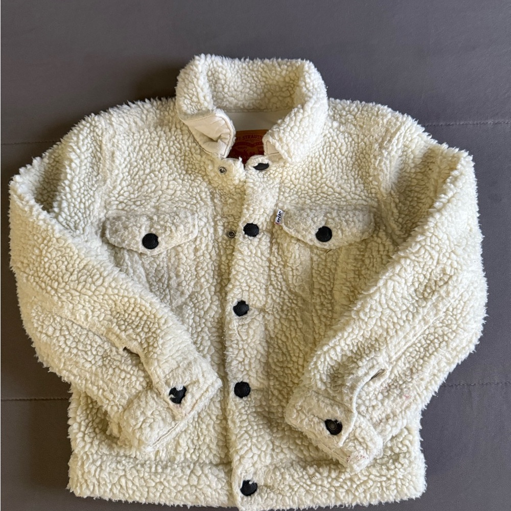 Levi's Cream Sherpa Trucker Jacket for Kids